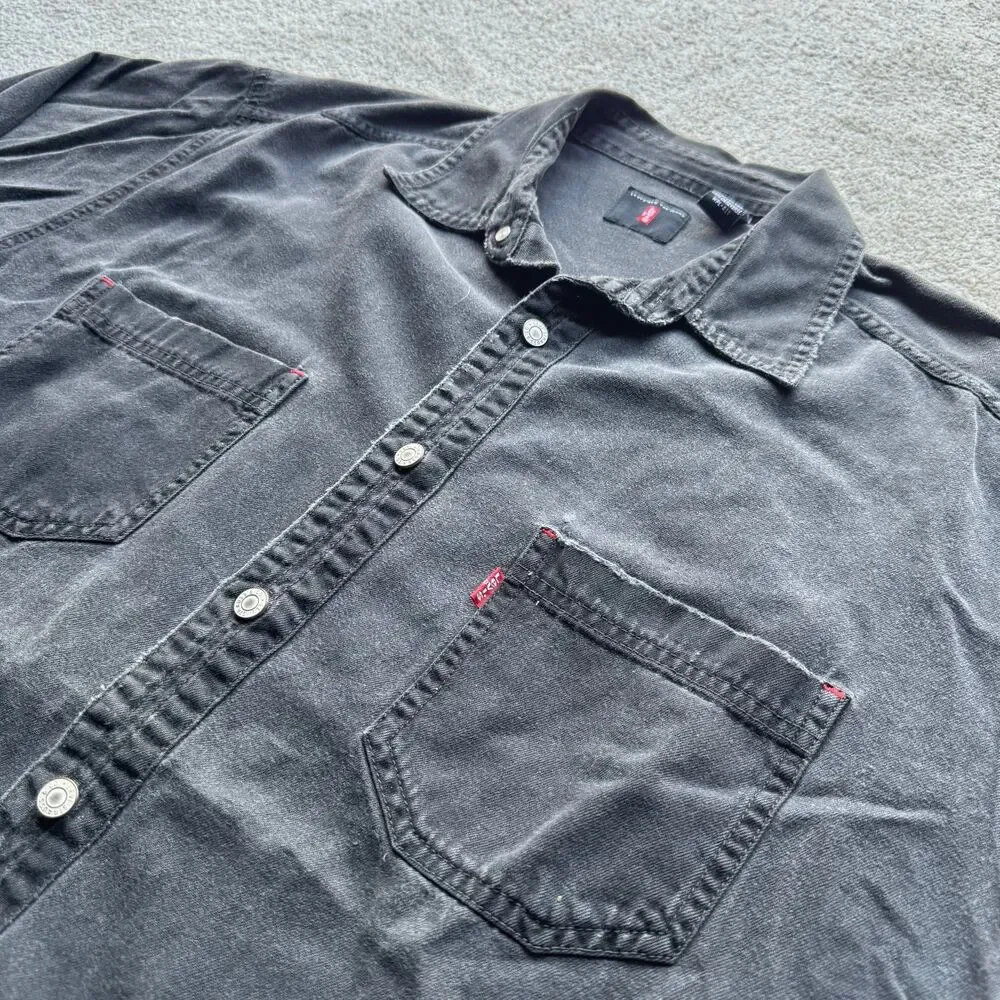 Vintage Levi’s Red Tab Jeans Black Denim Long Sleeve Button Up Shirt Jacket